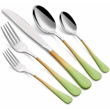 20-Pc Colorful Silverware Set, 18/0 Stainless Steel, Green & Orange Handles, Mirror Finish, Dishwasher Safe, for 4