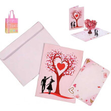 Carte pop-up 3D pour la Saint-Valentin avec arbre romantique en forme de cœur