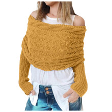 Ediodpoh Men and Women Fashion Casual Solid Color Knitted Wool Openwork Long Shawl Bib Scarf for Autumn Winter Outdoor Wear Yellow
