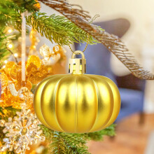 12 phíosa ornáidí crochta pumpkin an fhómhair, maisiúcháin liathróide pumpkin beaga don fhómhar, don altranas buíochais, don Oíche Shamhna,