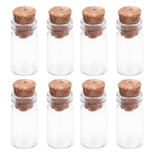 Klare mini-glasskrukker med korkpropper 25 stk