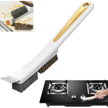 Spazzola per piano cottura resistente con raschietto e filo d'acciaio – Compatibile con cucina, bagno, piastrelle, fughe, scarichi del lavello e