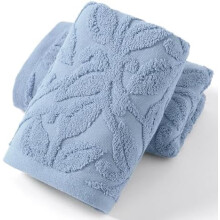 Marineblaues Handtuchset mit geprägtem Blumenmuster, 2er-Pack, 100 % Baumwolle, superweich, hoch saugfähig, dekorativ, 33 x 74 cm (13 x 29 Zoll)