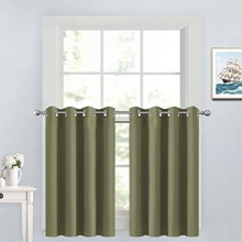 Window Treatment Kitchen Drapes - Plain Solid Grommet Top Short Curtains for Kitchen Window(52Wx36L, Sage, 2 Panels)