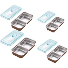 Scatola porta snack in acciaio inox, ideale per campeggio, viaggi e barbecue (4 pezzi)