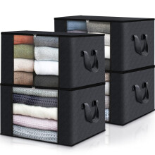 Set van 6 opvouwbare kledingopbergtassen van dikke stof - Grijze opbergdozen voor dekens, ideaal voor slaapkamer, kast en kledingorganisatie.