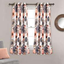 Leah Light Filtering Curtains Pair 52x63 Coral Gray Floral
