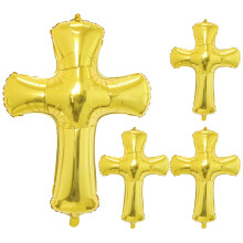 Ballons croix en aluminium doré (4 pièces)
