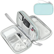 Elektronische organizer tas – Draagbare waterdichte dubbellaagse kabel- en accessoiretas voor oplader, telefoon en oordopjes (Medium, Mintgroen)