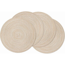 Ensemble de 4 sets de table ronds tressés, sets de table tissés résistants à la chaleur, 38 cm (beige, 4 pièces)