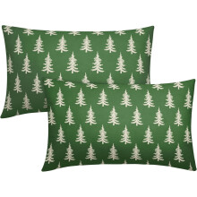 Capas de almofada lombar natalinas verdes, 30x50cm, conjunto com 2 unidades