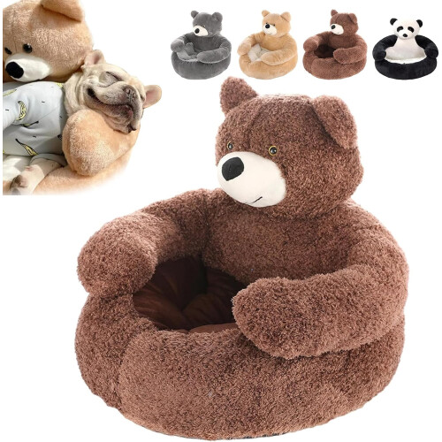 Teddy Bear Dog Bed with Arms, Plush, Medium