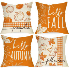 Clúdaigh Piliúir Pumpkin an Fhómhair & Duilleog Maple 16x16 Orlach