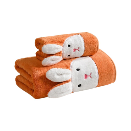Osterhasen-Badehandtuch-Set (2er-Set) – Orange Polyester