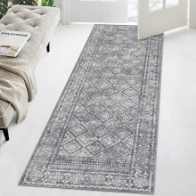 Tapete passante lavável de 60x180cm com estampa vintage de treliça