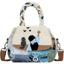 Dames draagtas met ritssluiting, handgeweven, crossbodytas (1 stuk)