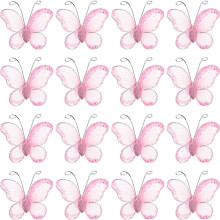 Papillons en maille rose pailletée pour décoration de mariage (100 pièces)