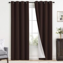 Blackout Room Darkening Curtains Brown Grommet Thermal