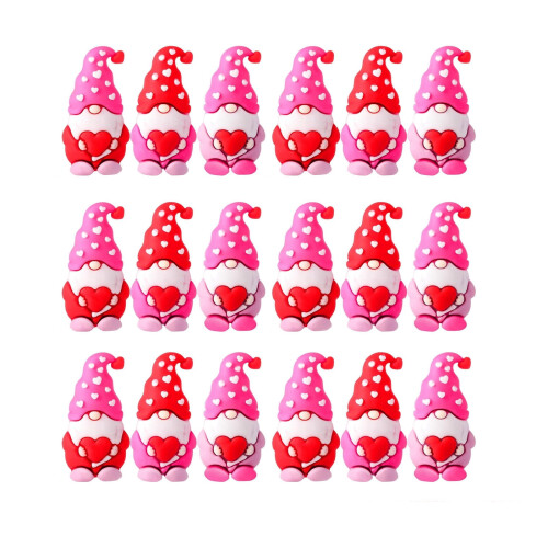 Mini-gnomfigursett – Valentinsdagstema gummidekor