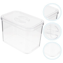 Caixa de temperos de plástico transparente com tampa articulada, 14,5 x 10 x