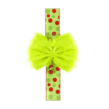 Fita de laço de Natal verde de pelúcia com bolinhas para armário.