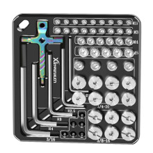 Stainless Steel & Aluminum Screw & Hex Key Storage Kit - 6 Hex Keys, 47 Stainless Steel Hex Keys, M2.5-M5, 1/4-20, 3/8-16