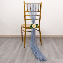 Faixas de organza amassada para cadeiras, azul acinzentado, 5 peças