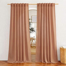 Burnt Orange Linen Curtains 84 inch 2 panels rod pocket