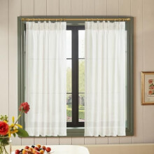 Linen Blend Tier Curtains 50x36 in White