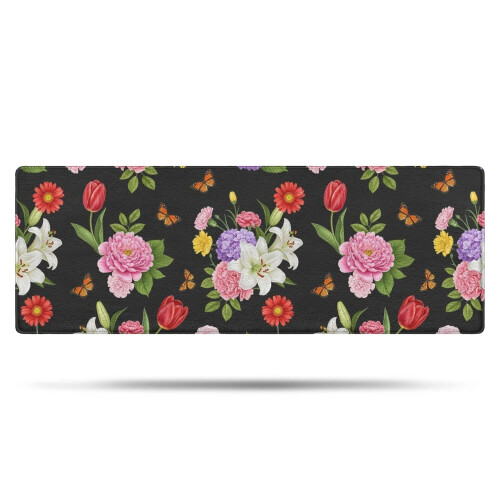 Tapete de banheiro floral antiderrapante em microfibra, 43 x 119 cm (17 x 47 polegadas)