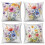 Conjunto de 4 capas de almofada florais em imitação de linho, 40x40cm (16x16 polegadas) 1