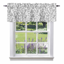 Cantonnière blanche à motif de feuilles botaniques 54 x 18 po à œillets