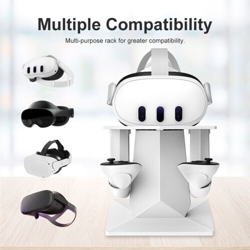 VR Stand Display Holdeand Controller for Meta Quest 3/Meta Quest Pro/ Quest 2 Rechargeable Display Stand White 1