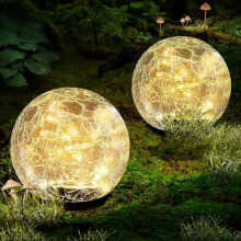 Boules lumineuses solaires de jardin blanc chaud (lot de 2)