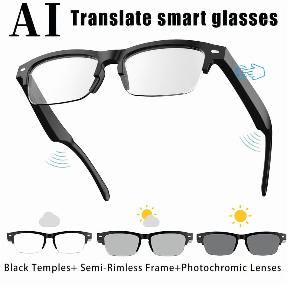 Unisex Ai Smart Glasses - Gpt-Powered, 164-Language Translation, Photochromic Lens, Music/Call 9423501704276