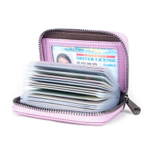 (Purple) Women's genuine leather RFID anti-magnetic card wallet, red