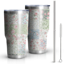 Gobelet isotherme Pioneer à motif floral, 890 ml (30 oz), à double paroi.