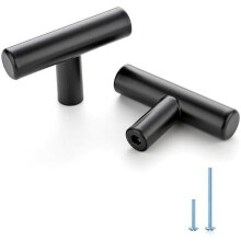 Poignées de meuble noir mat 5 cm (2 pouces) - Lot de 30