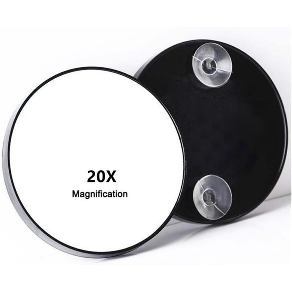 Black 20X Magnifying Mirror With Stainless Steel Tweezer