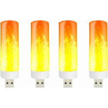 4 ks USB plameňové svetlo, LED nočná lampa do spálne/kúpeľne, prenosná teplá žiara, bezpečná pre seniorov, energeticky úsporná,