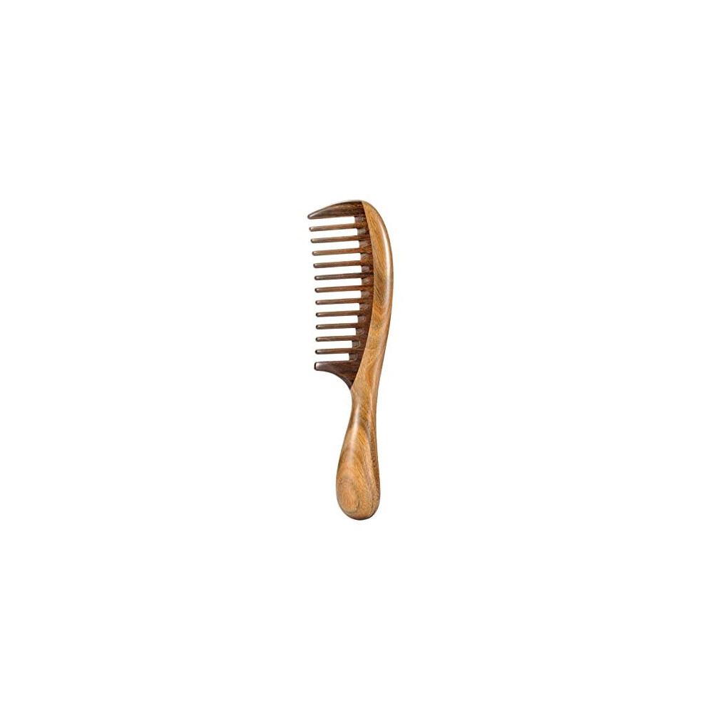 Green Natural Sandalwood Wide-Tooth Hair Comb Set