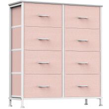 Fabric Dresser with 8 Drawers Pink