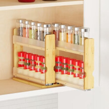 Gewürzregal aus Bambus für den Küchenschrank, 13 cm breit, 2-stöckig