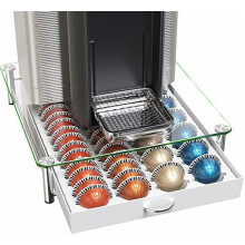 DecoBrothers Cassetto porta capsule Vertuo in vetro di cristallo, bianco,