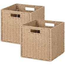 Förvaringskorgar i rotting, naturbeige, 2-pack