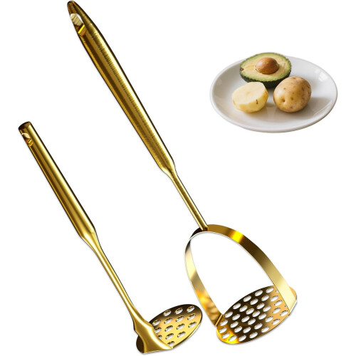 Gyllene potatisstöt i rostfritt stål