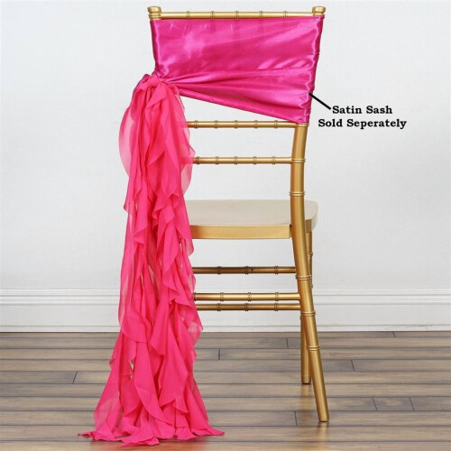 Curly Chiffon Chair Sash Fuchsia