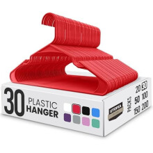 Plastic Clothes Hangers 30-Pack with Shoulder Grooves