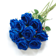 12pcs Royal Blue Artificial Roses with Stems