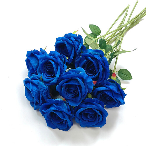 12pcs Royal Blue Artificial Roses with Stems